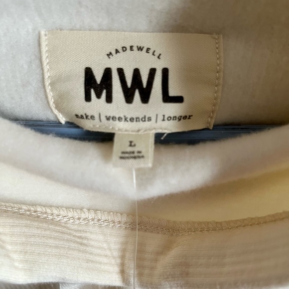 NWT Madewell Oversized Crop Sweatshirt, Ivory, L - Picture 3 of 7